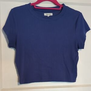 Madewell Indigo Cropped Ribbed Top